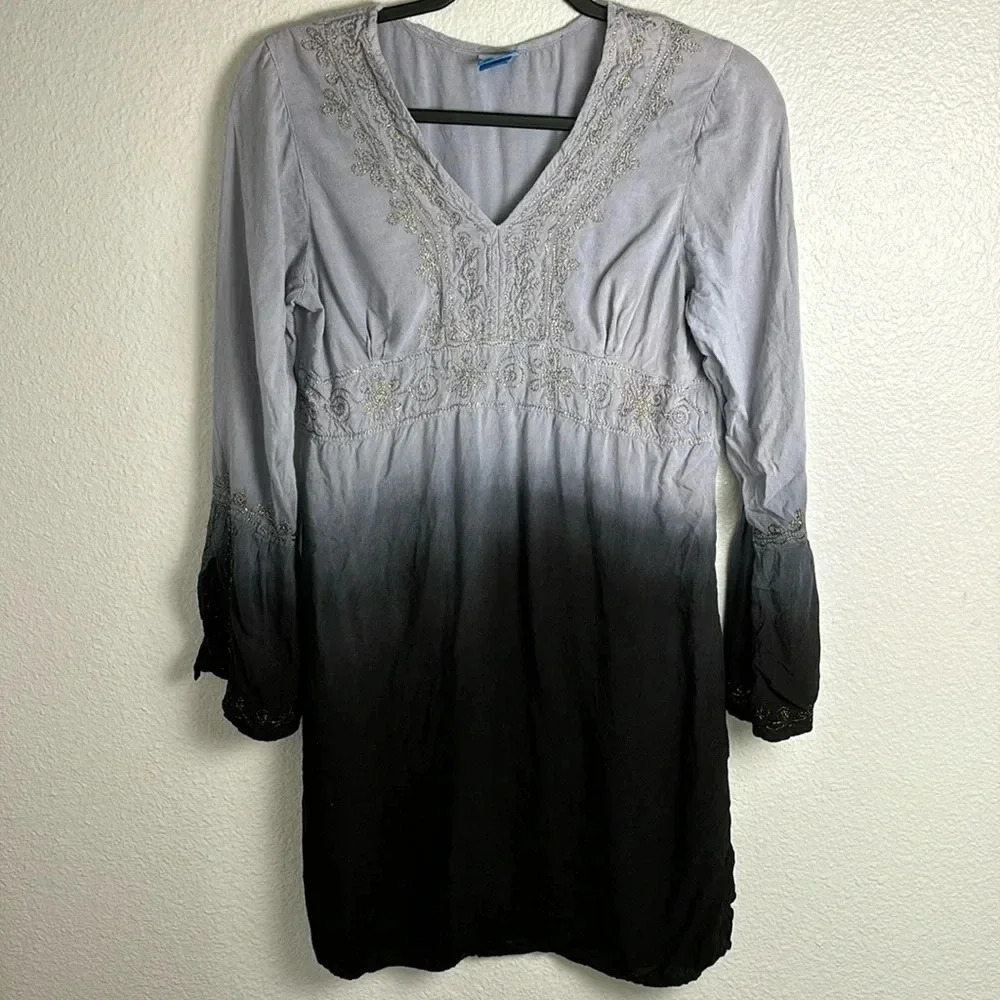 Soaked Small Ombre Beach Cover-Up with Embroidered Details